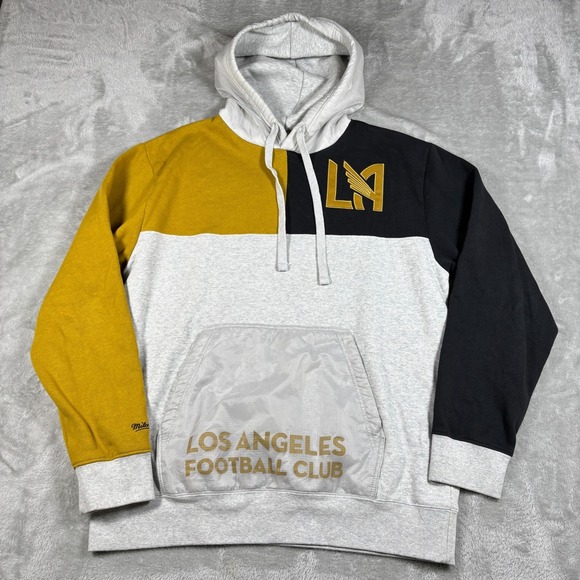 LAFC Hoodie Mens XL Mitchell Ness Colorblock Embroidered Pullover Soccer MLS - Picture 1 of 10